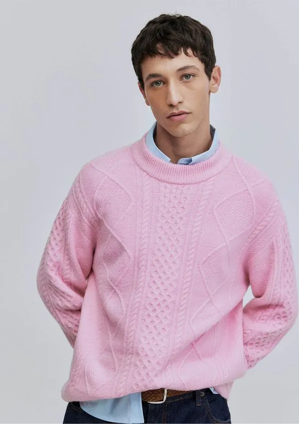 Blusão Unissex Em Tricô Trançado Hering + Welcome - Rosa M