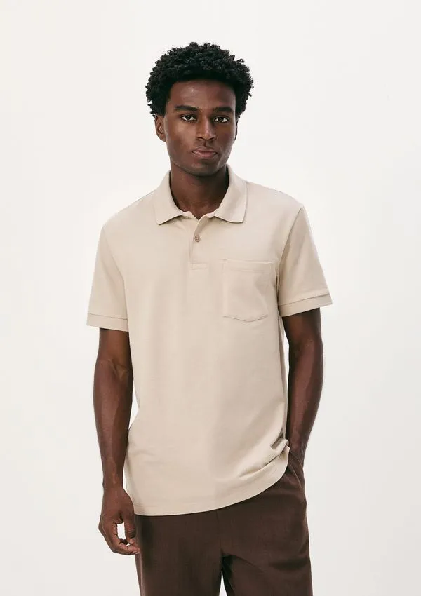 Camisa Polo Básica Masculina Em Piquet Com Bolso - Bege G