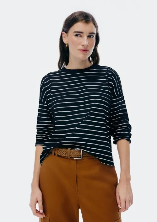Blusa Feminina Manga Longa Listrada - Preto XP