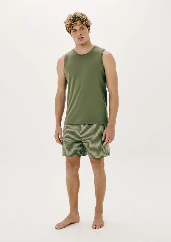 Pijama Curto Masculino Com Regata - Verde M