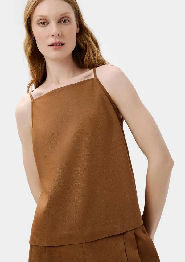 Regata Feminina Halter Neck Alças Finas - Marrom XP