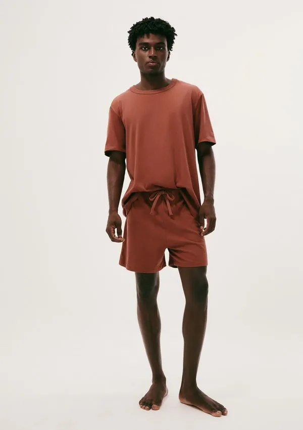 Pijama Curto Masculino Presenteável + Saquinho - Marsala M