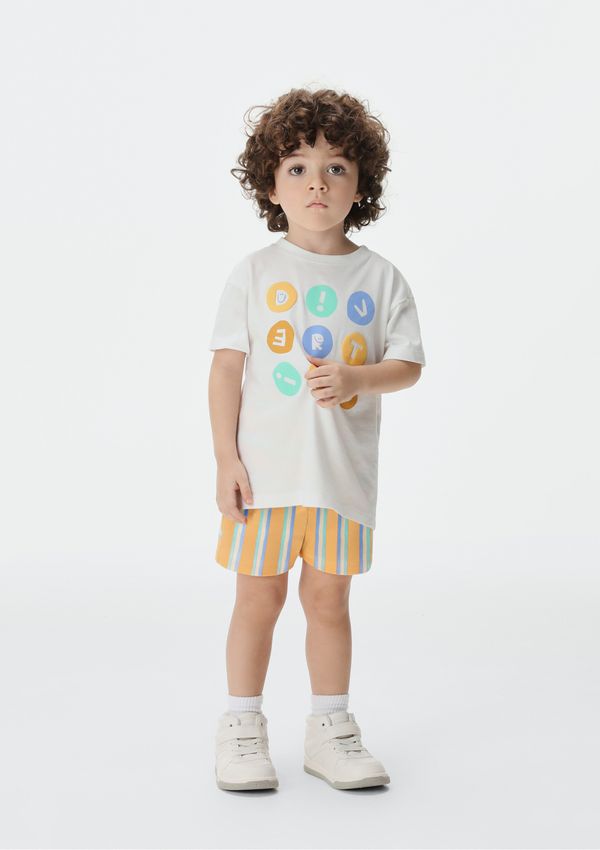 Conjunto Curto Infantil Menino Toddler Em Moletom - Off white 002