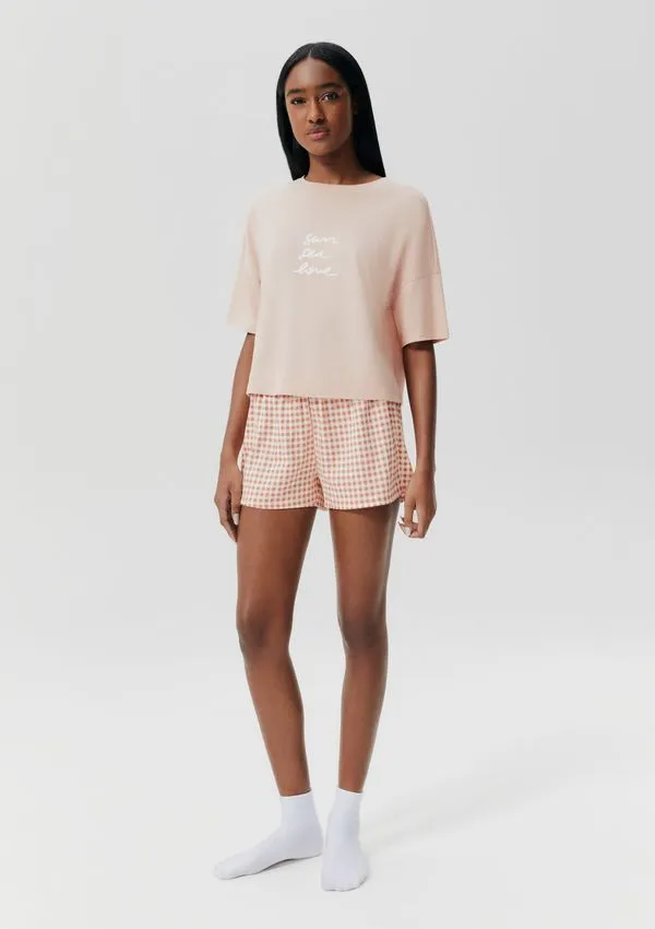 Pijama Curto Feminino Box Estampado - Rosa XG