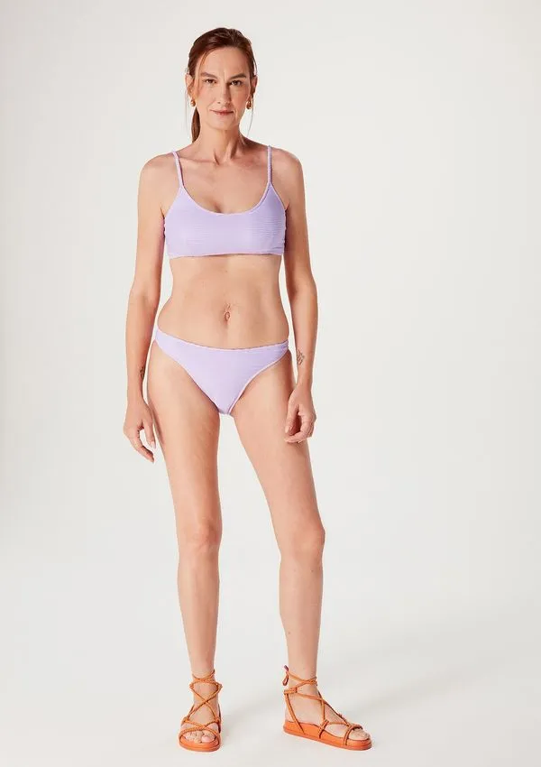 Calcinha Biquíni Tanga em Malha Texturizada - Roxo XP