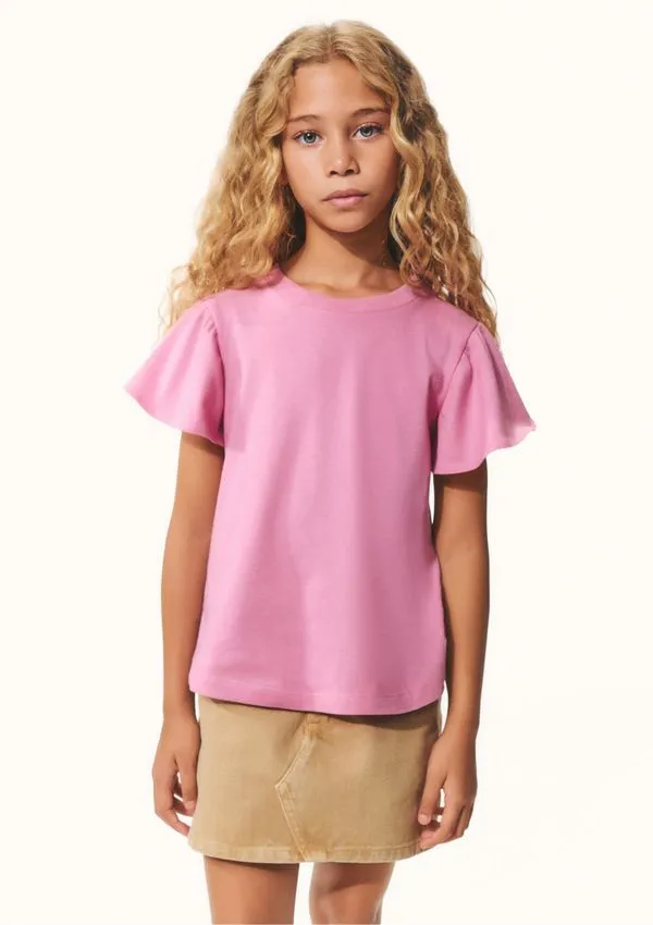 Blusa Infantil Menina Regular Com Babados - Rosa 010