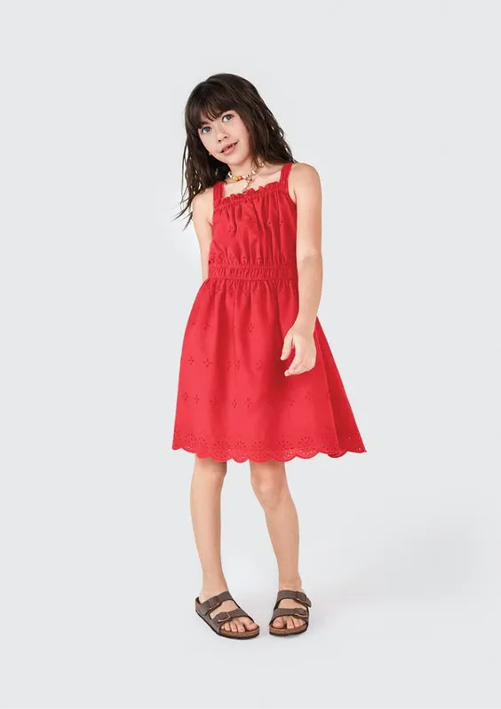 Vestido Curto Infantil - Vermelho 014