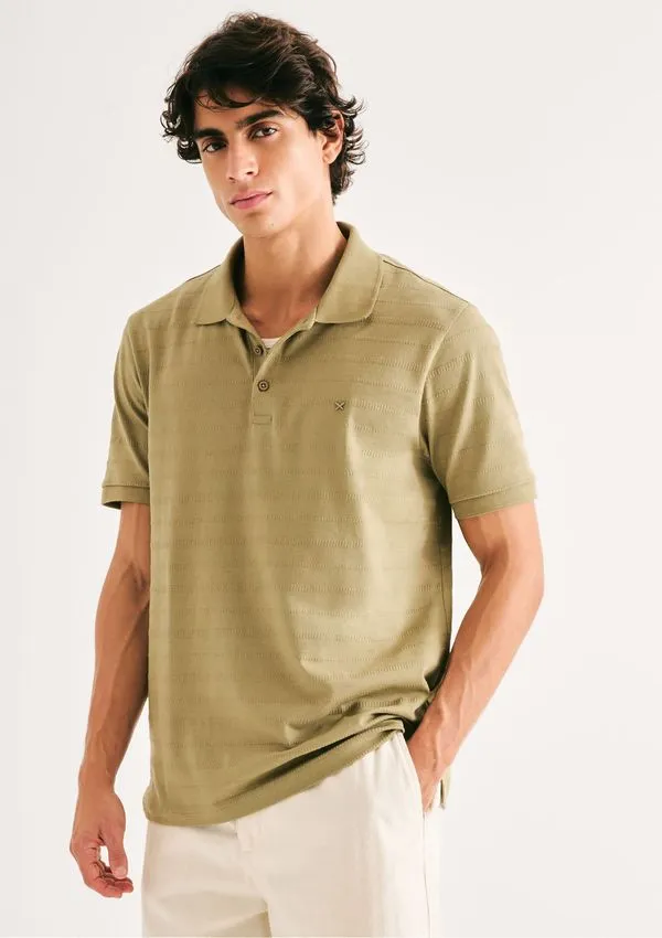 Polo Masculina Regular Texturizada - Verde XXG