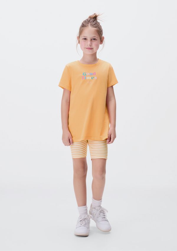Conjunto Infantil Menina Curto Com Estampa - Laranja 010