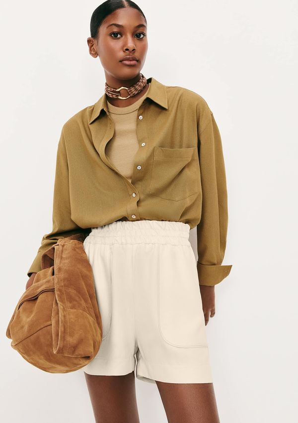 Shorts Feminino Em Viscose Creponada - Creme M