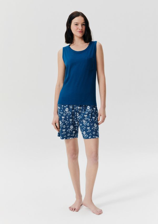 Pijama Curto Feminino Amplo Estampado - Azul XXG