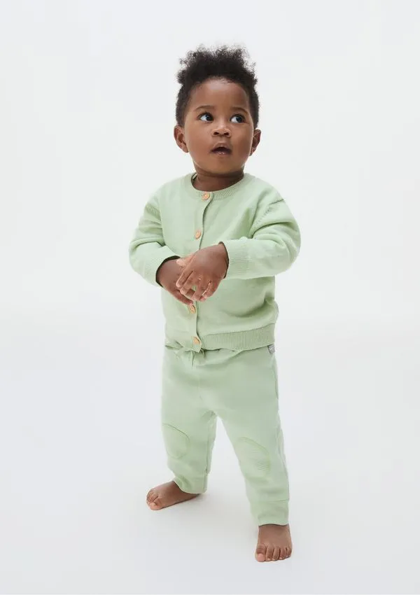 Cardigan Em Tricô Bebê Menino - Verde 24M