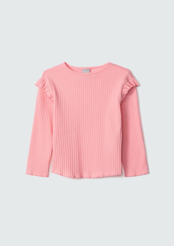 Blusa Básica Infantil Menina Toddler Com Babados - Rosa 001