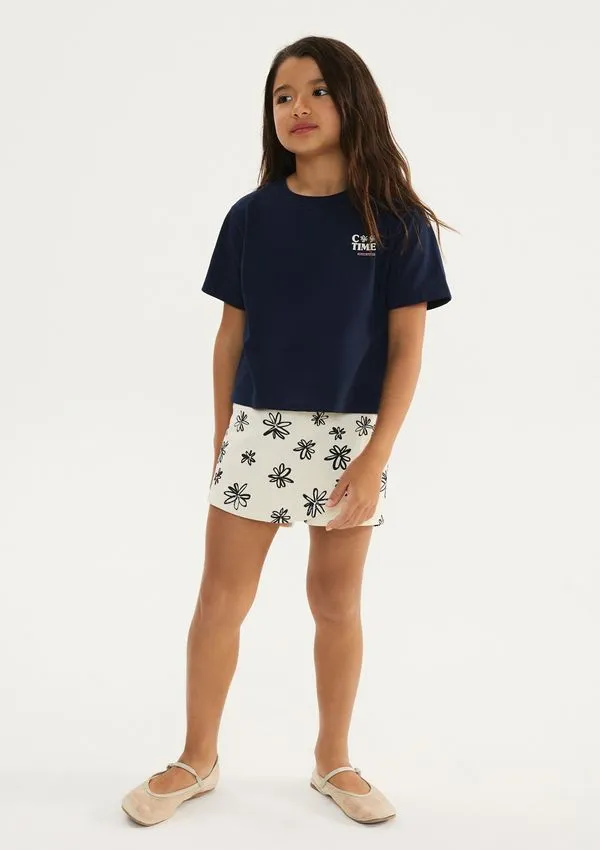 Conjunto Curto Infantil Menina Estampado - Azul 012