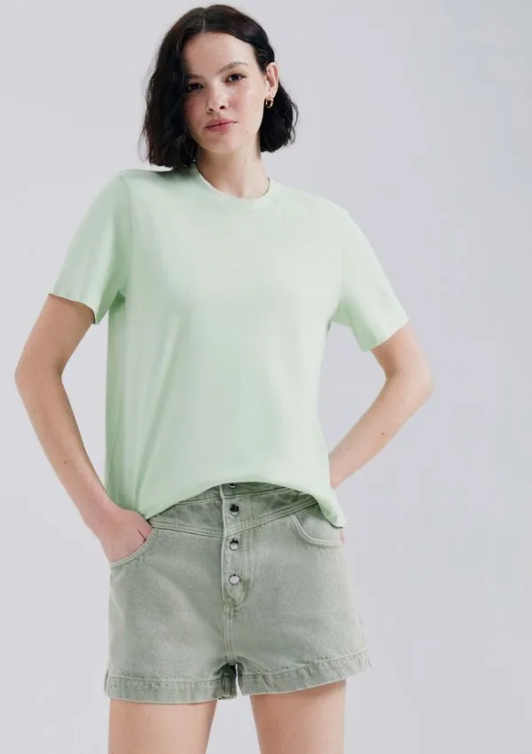 Shorts De Sarja Feminino Estonado - Verde 036