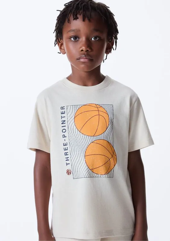 Camiseta Infantil Menino Manga Curta Com Estampa - Off white 016