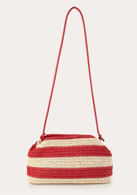 Bolsa Feminina Crossbody Em Palha - Vermelho UNI