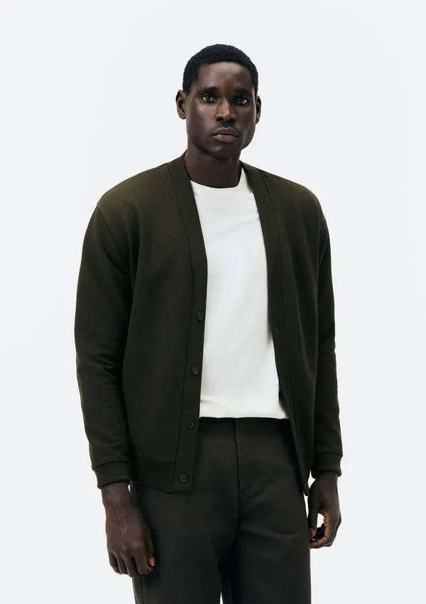 Cardigan Masculino Em Moletom - Verde EXG
