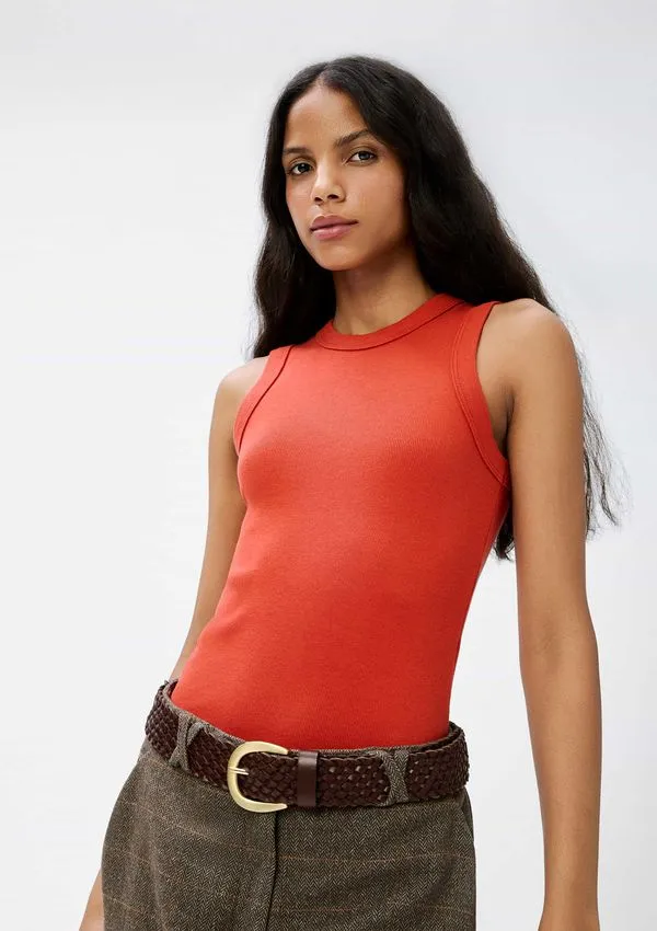 Regata Básica Feminina Slim Neck - Laranja P