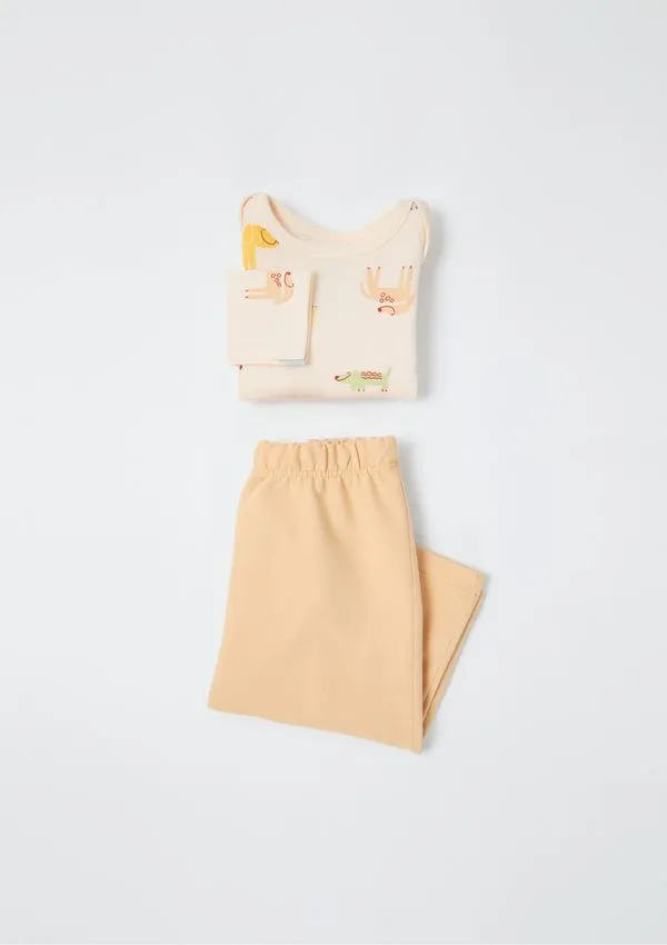 Conjunto Longo Bebê Menino Estampado - Laranja 09M