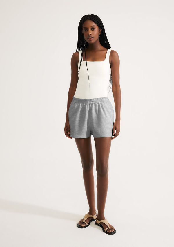 Shorts Feminino Em Malha Binada - Cinza G