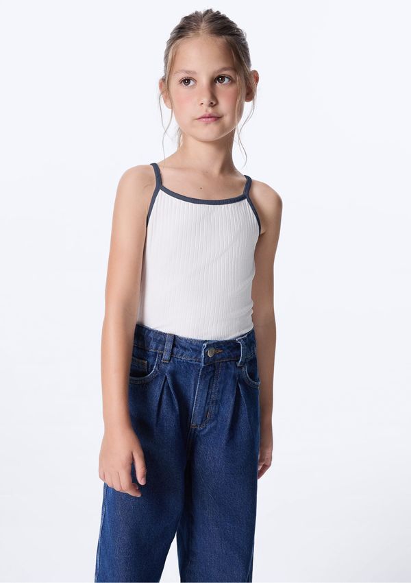 Regata Infantil Menina Em Ribana Canelada - Off white 006