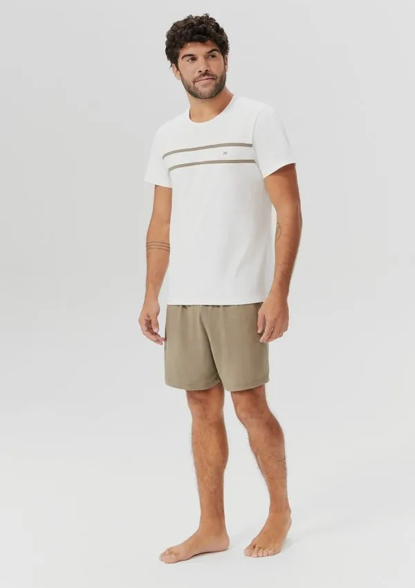 Pijama Curto Masculino Em Algodão - Marrom P