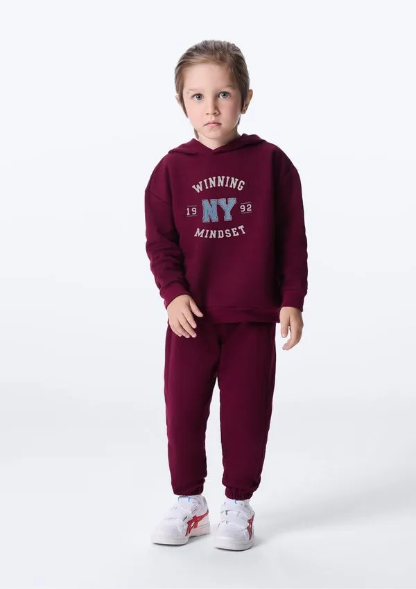 Conjunto Longo Infantil Menino Toddler Em Moletom - Vinho 001