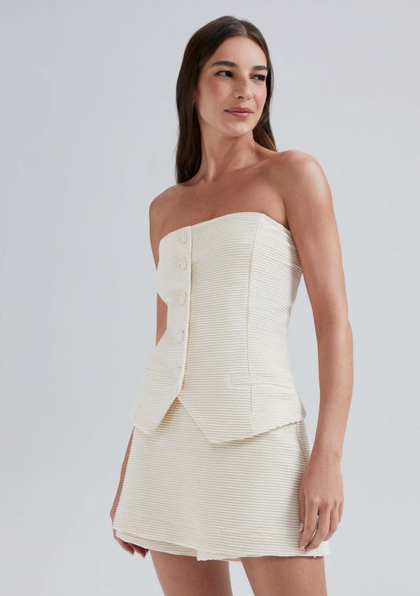 Blusa Sem Alças Texturizada - Creme XP