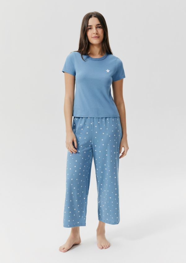 Pijama Longo Feminino Estampado - Azul XP