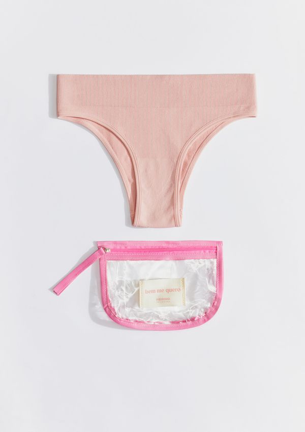 Calcinha Cintura Alta + Necessaire - Rosa XG