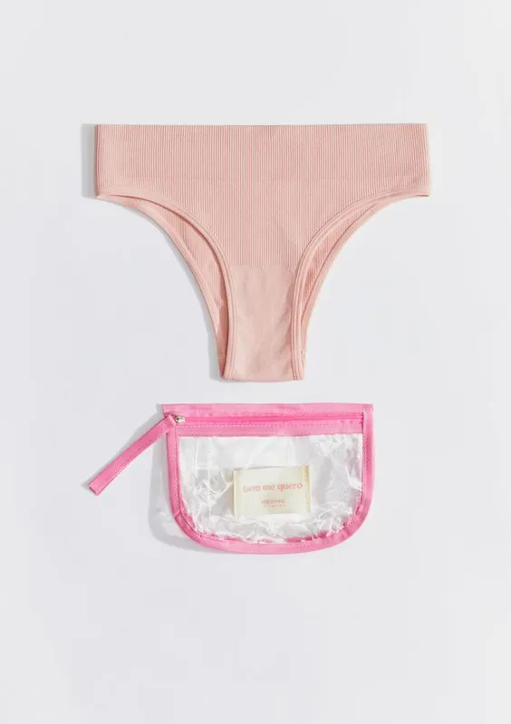 Calcinha Cintura Alta + Necessaire - Rosa XG