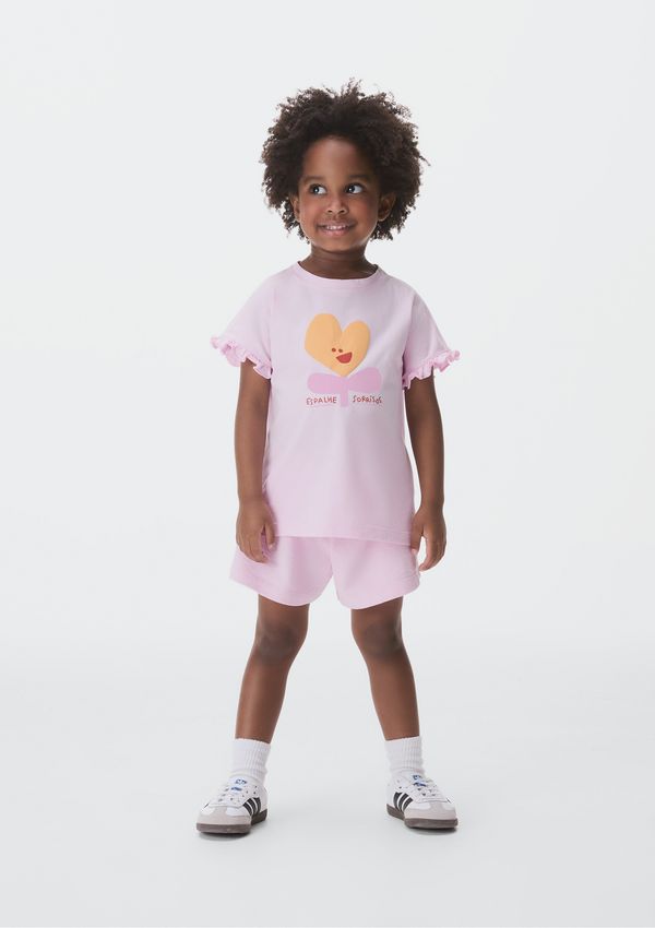 Conjunto Curto Infantil Menina Toddler Estampado - Rosa 003