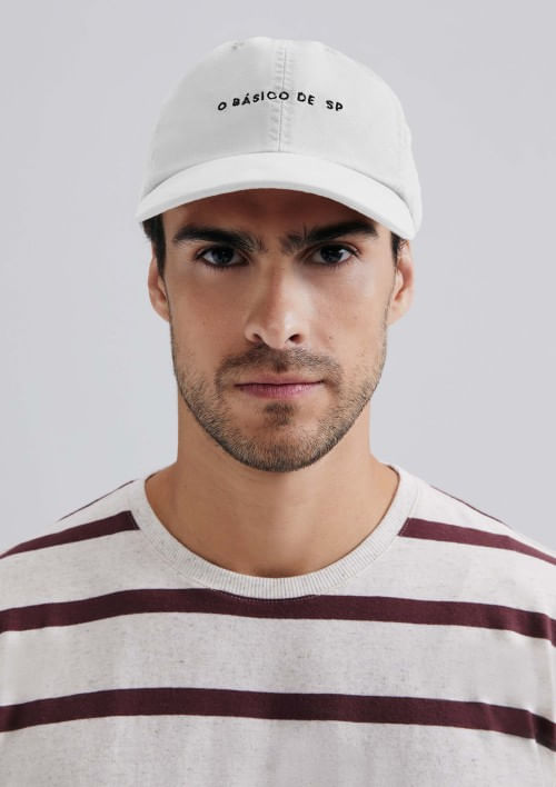 Boné Masculino Aba Curva Com Bordado - Branco UNI