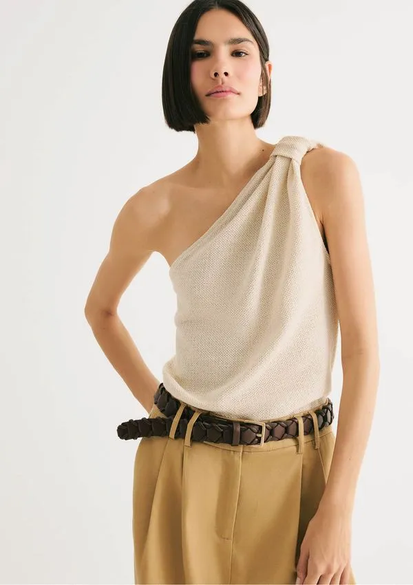 Blusa Feminina Ombro Só Texturizada - Creme XP