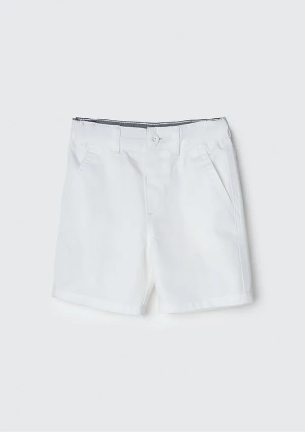 Bermuda Infantil Menino Toddler Chino Em Sarja - Branco 002