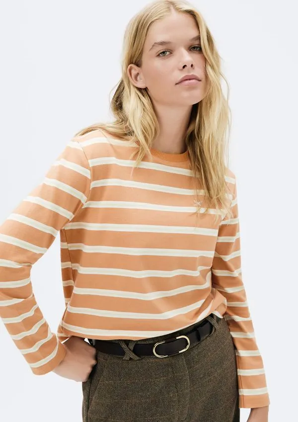 Blusa Feminina Manga Longa Listrada - Laranja G
