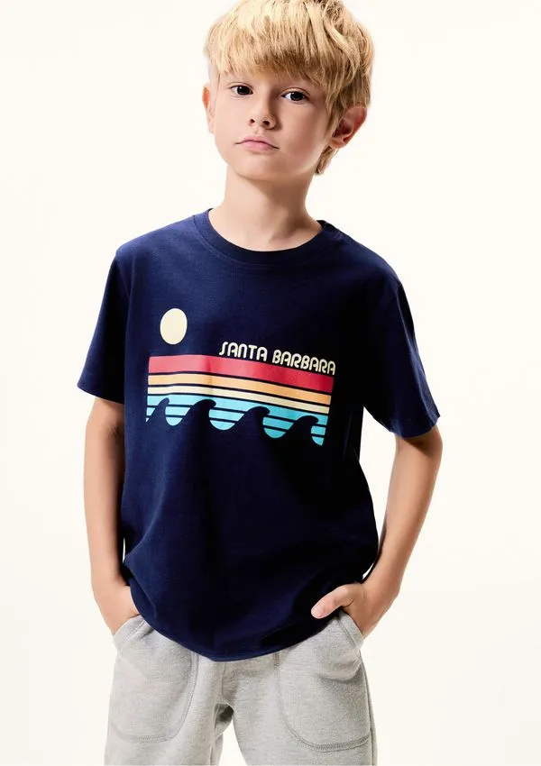 Camiseta Infantil Menino Manga Curta Com Estampa - Azul 014