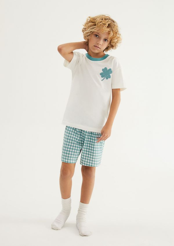 Pijama Curto Infantil Unissex + Porta Pijamas - Creme 004
