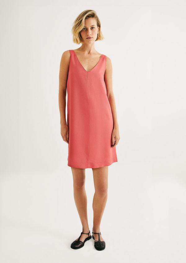 Vestido Curto Com Decote V - Vermelho M