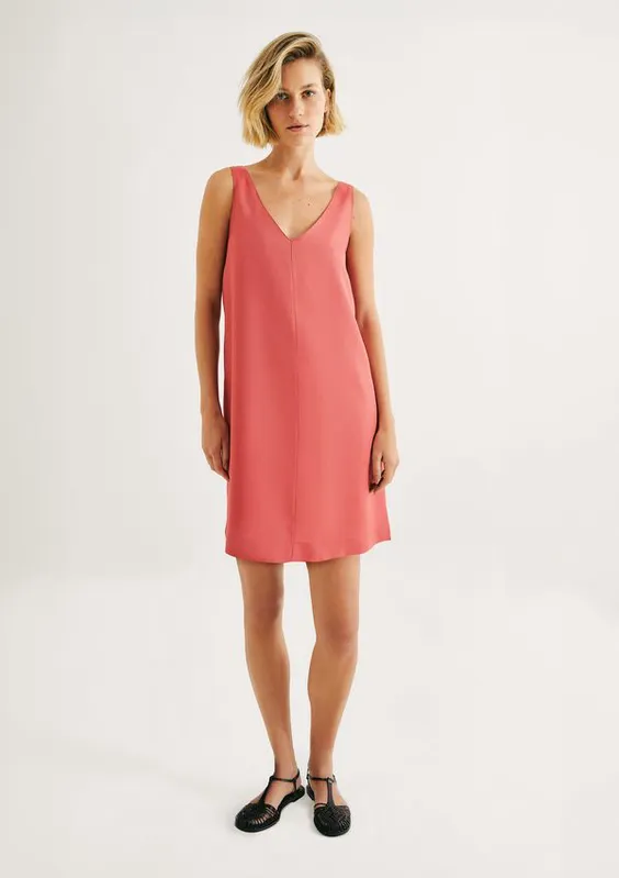Vestido Curto Com Decote V - Vermelho G