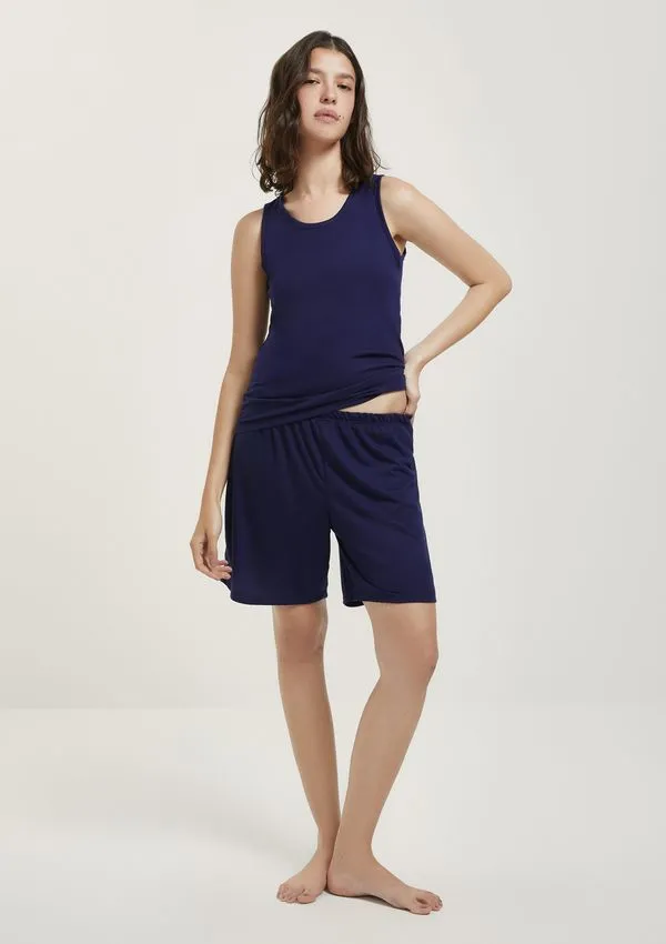 Pijama Curto Feminino Comfort Com Regata - Azul P