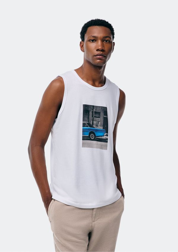 Regata Básica Masculina Regular Com Estampa - Branco M