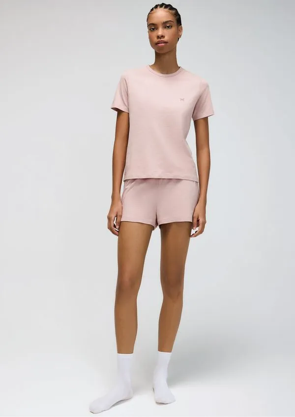 Pijama Curto Feminino Com Bordado - Rosa XG