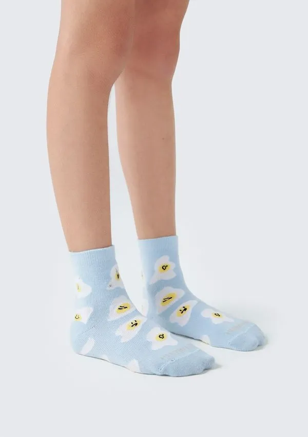 Kit Com 3 Meias Infantil Unissex Cano Médio Estampadas - Multicolorido G