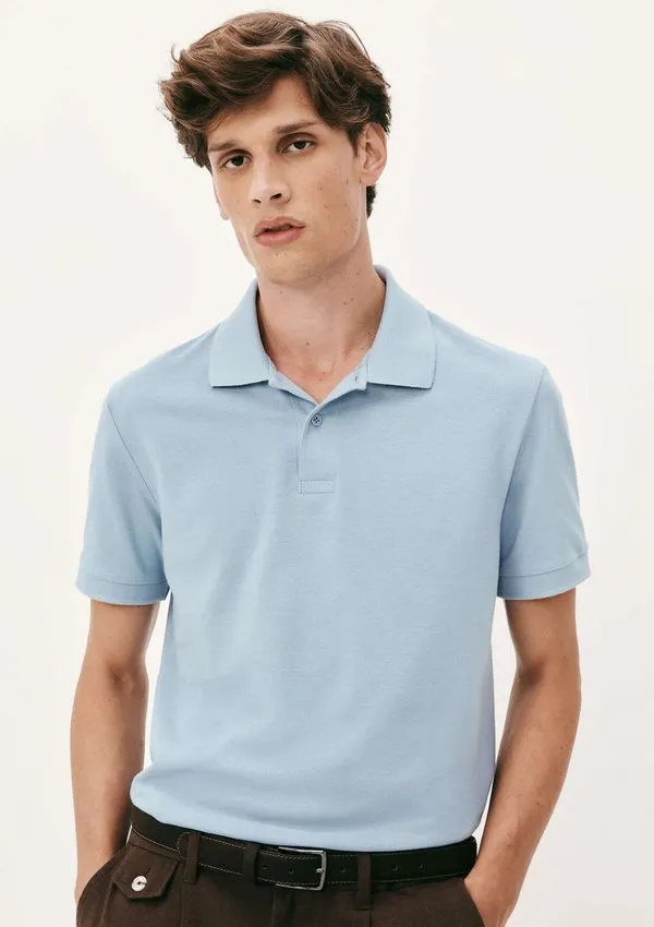 Camisa Polo Básica Masculina Manga Curta Em Piquet - Azul EXG