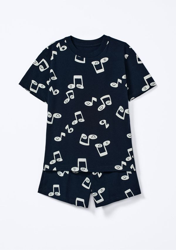 Pijama Curto Infantil Menino Que Brilha no Escuro - Azul 002