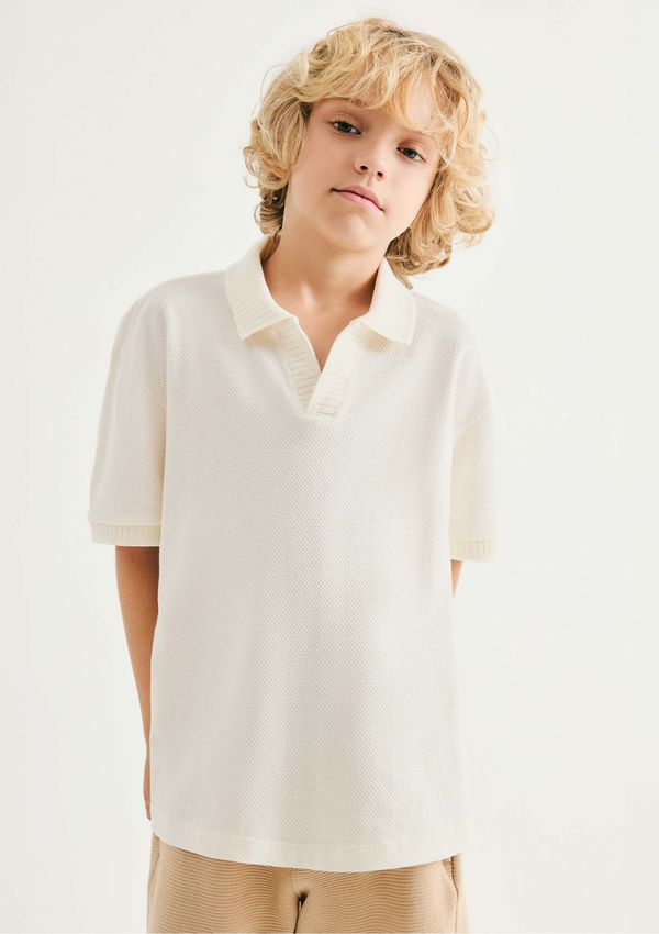 Camisa Polo Infantil Menino Texturizada - Off white 008