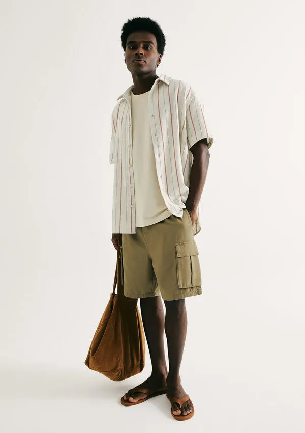 Bermuda Masculina Cargo Em Sarja - Verde 044