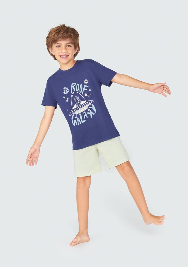 Pijama Infantil Menino Curto Com Estampa - Azul 012